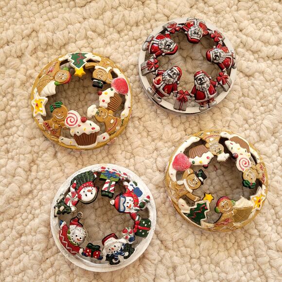 Yankee Metal Candle Toppers Christmas set of 4 - Picture 2 of 8